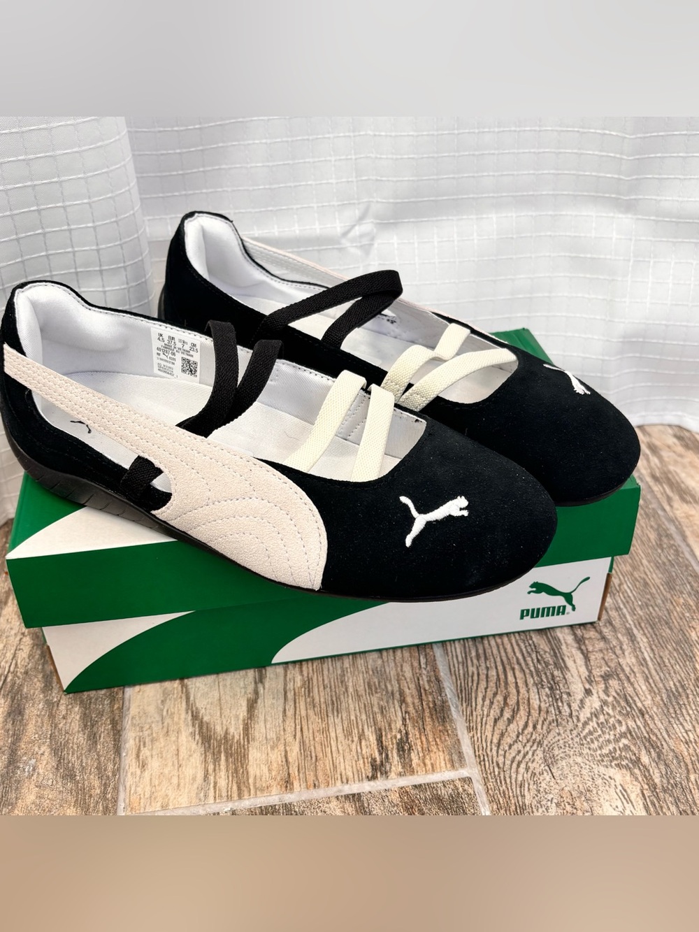 Puma Women's Black & White Speedcat Ballet Sneakers Straps Ortholite Womens 7